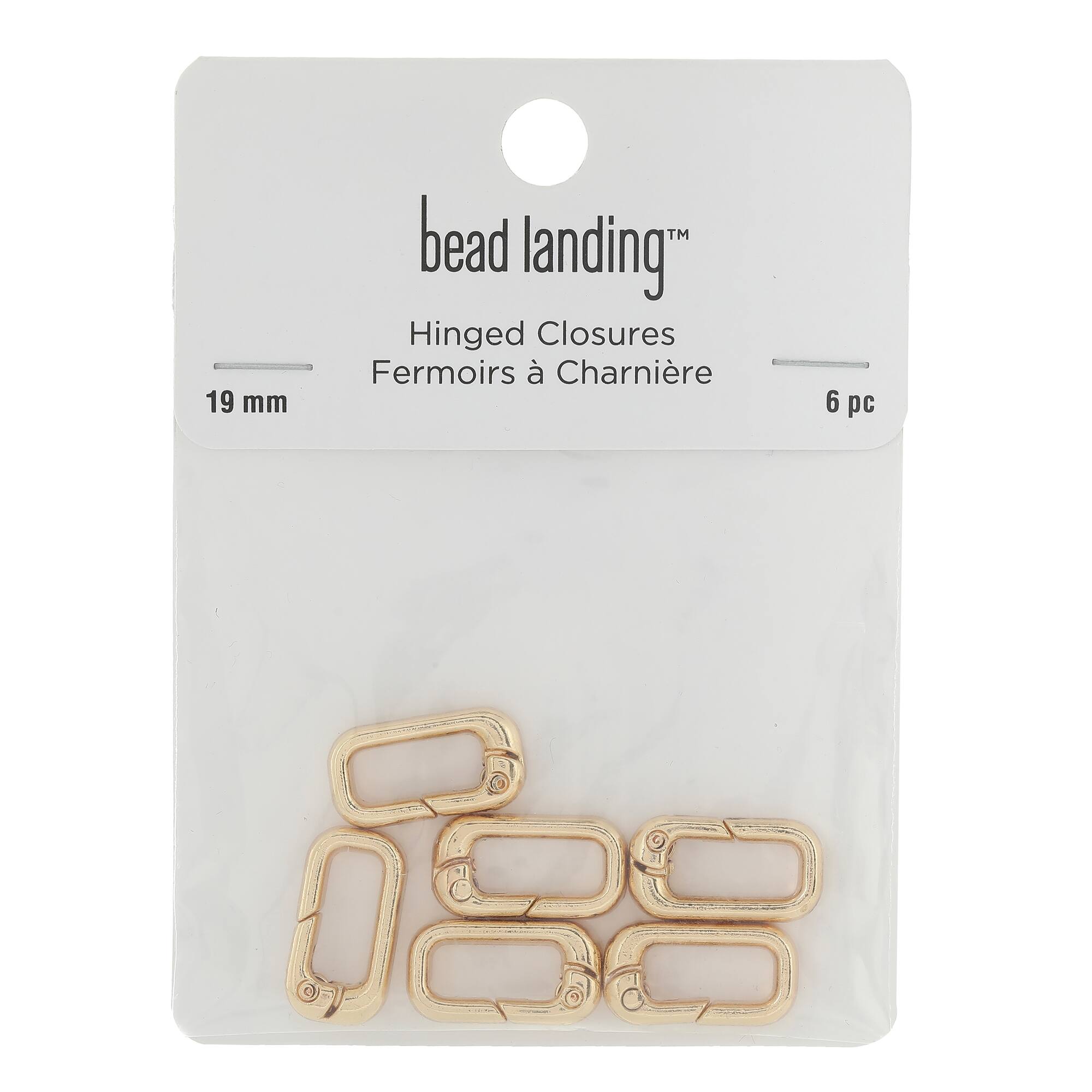 12 Packs: 6 ct. (72 total) 19mm Metal Rectangle Hinged Closures by Bead Landing